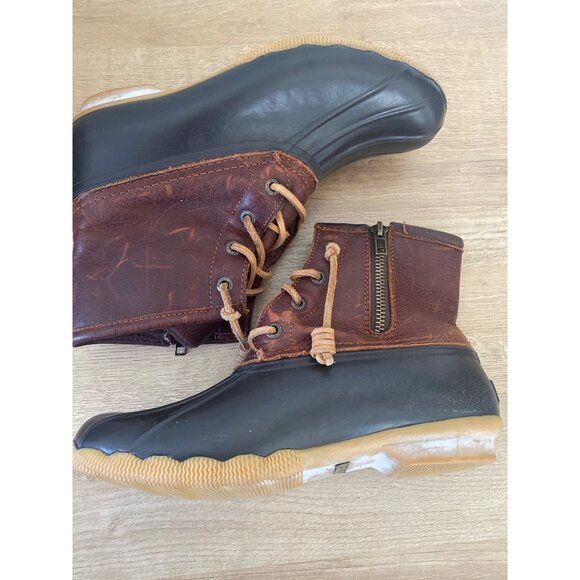 Sperry Top Sided Women’s 6.5 Brown & Black Waterproof Rubber Duck Boots With Zip - Picture 6 of 7
